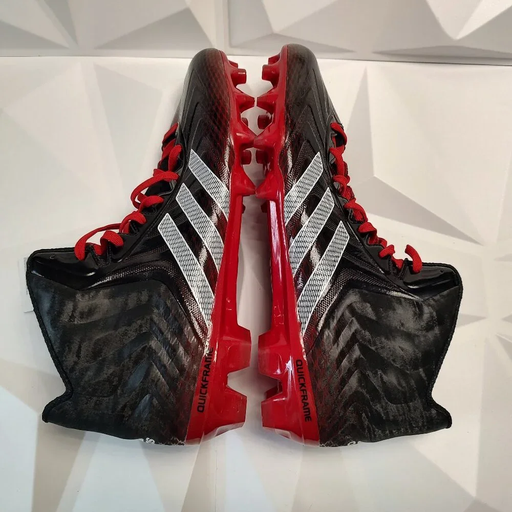 Adidas Mens Football Cleats 16 Black Red Shoe Lacrosse Crazyquick Mid Top - Picture 2 of 10